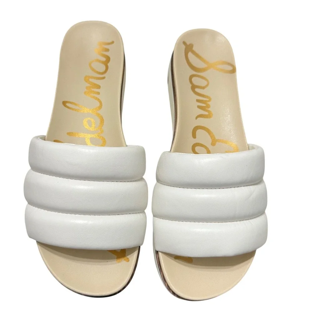 Sam Edelman Annalisa Platform Sandal Women‎ 9 White Quilted Leather Slide